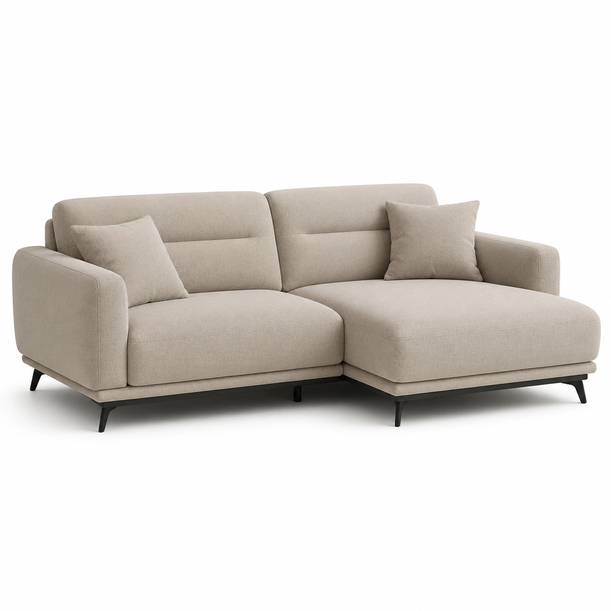 Sofa narozna z szezlongiem – Jasnobezowa-estellehomeliving